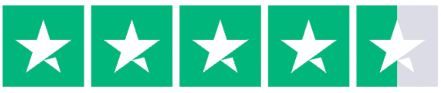 Four and a half white stars on green background.