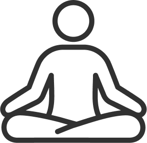 Stick figure in a seated meditation pose.