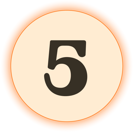 Number 5 inside a circle with an orange border.
