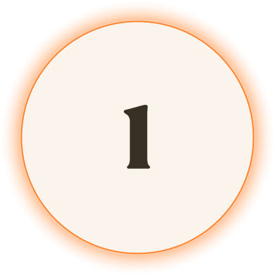 Circle with the number one inside, surrounded by an orange gradient border.