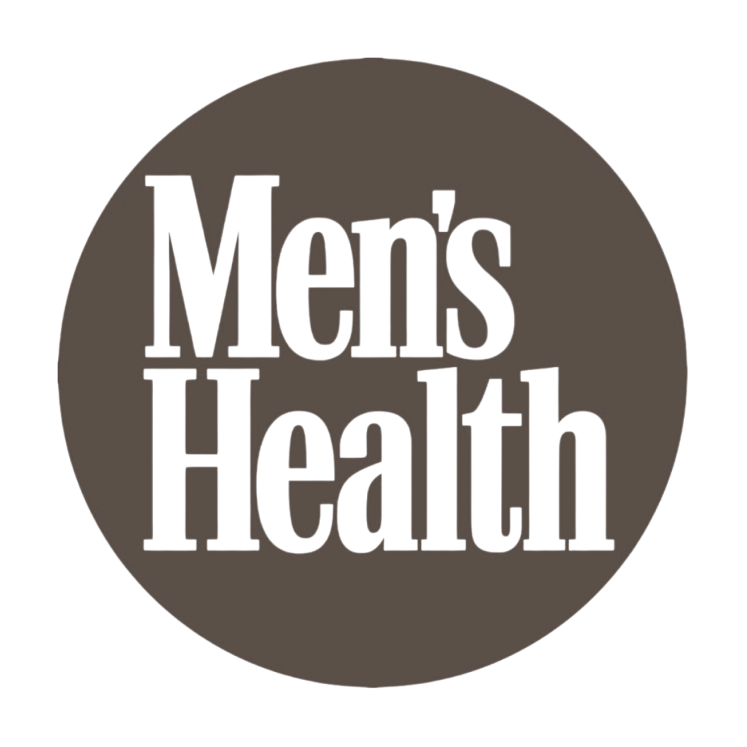 Men's Health logo in a brown circle with white text.