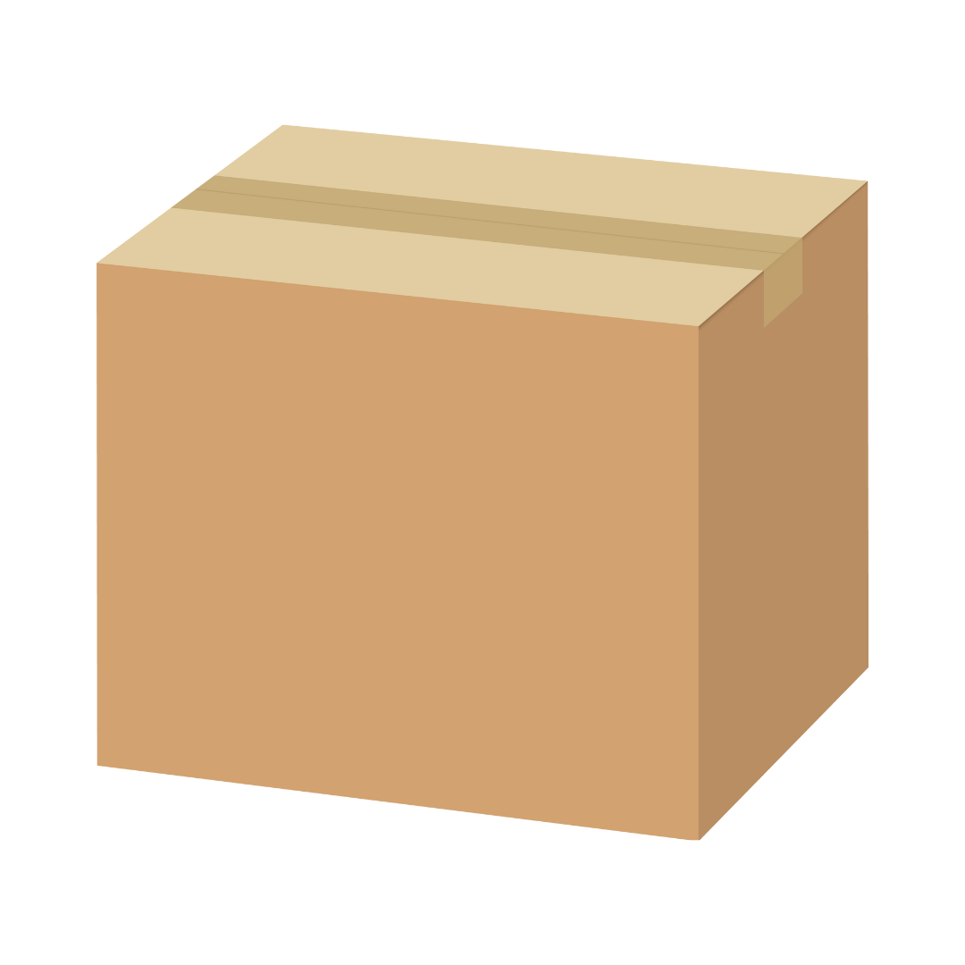 A closed brown cardboard box with tape sealing it.