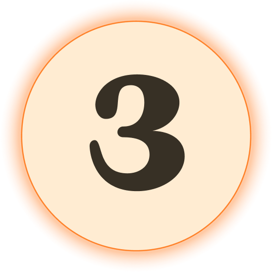 Number three inside a circular orange border.