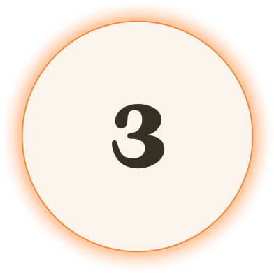 Circle with the number one inside, surrounded by an orange gradient border.