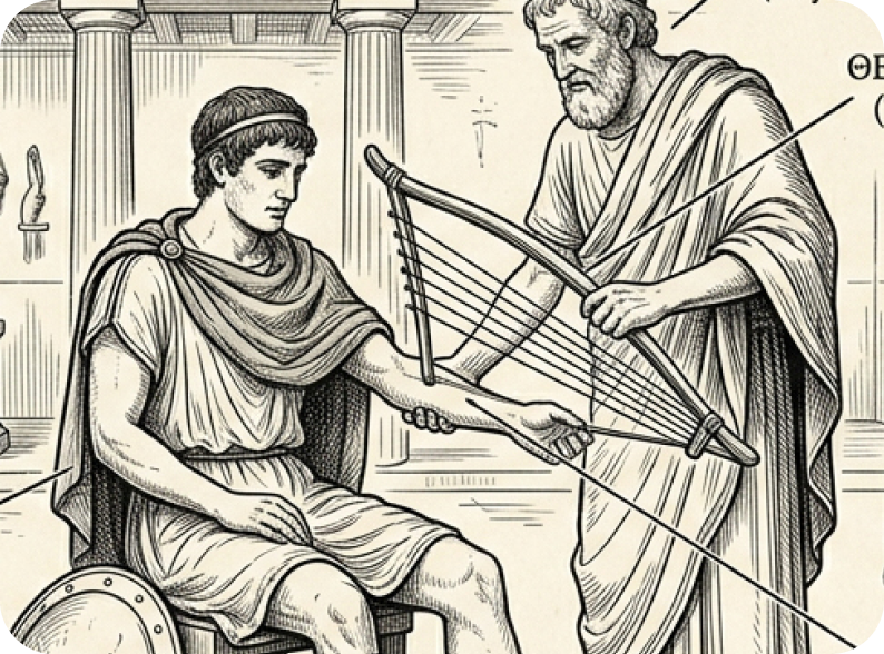 Ancient Greek physicians using vibration tools