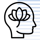 Abstract figure with horizontal lines and circles on a gradient background.