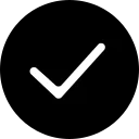 Black circle with a white check mark inside.