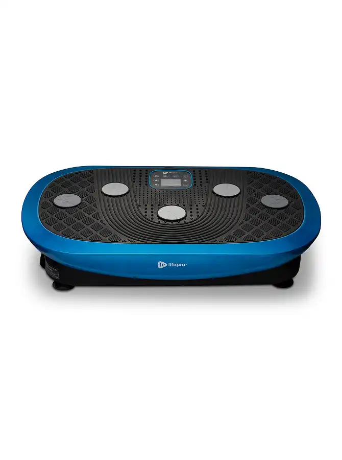 A blue and black LifePro vibration plate exercise machine on a white background.