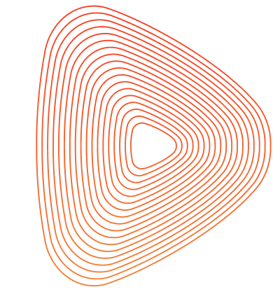 Concentric orange lines form a rounded triangle shape on a dark green background.