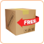 Cardboard box with a red arrow labeled 'FREE'.