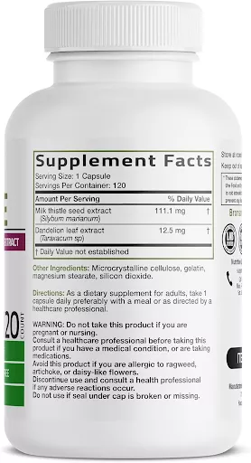 The back of a white supplement bottle showing the supplement facts, ingredients, and directions for use.