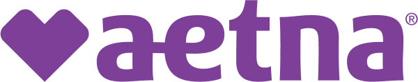 The Aetna logo, which is the word 'aetna' in purple lowercase letters, preceded by a purple heart icon.