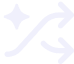 A white icon of two crisscrossing arrows pointing right, with a sparkle in the top left corner.