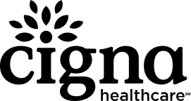 The black and white logo for Cigna Healthcare.