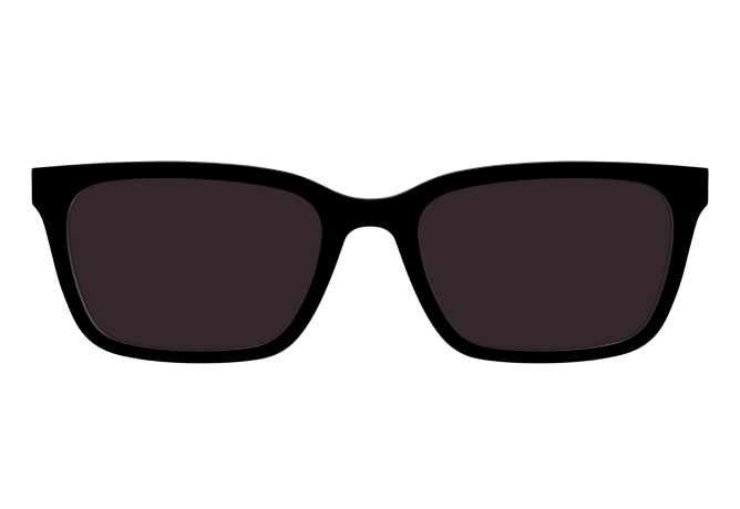 Illustration of black sunglasses with dark lenses.