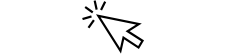 Black cursor arrow with click lines.