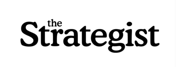 Logo with the text 'The Strategist' in black on a white background.