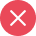 A pixelated red circle with a black X in the center.