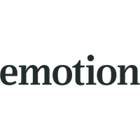 Text logo displaying the word 'emotion' in dark letters.