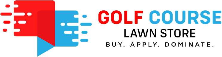Logo with overlapping red and blue speech bubbles and text 'GOLF COURSE'.