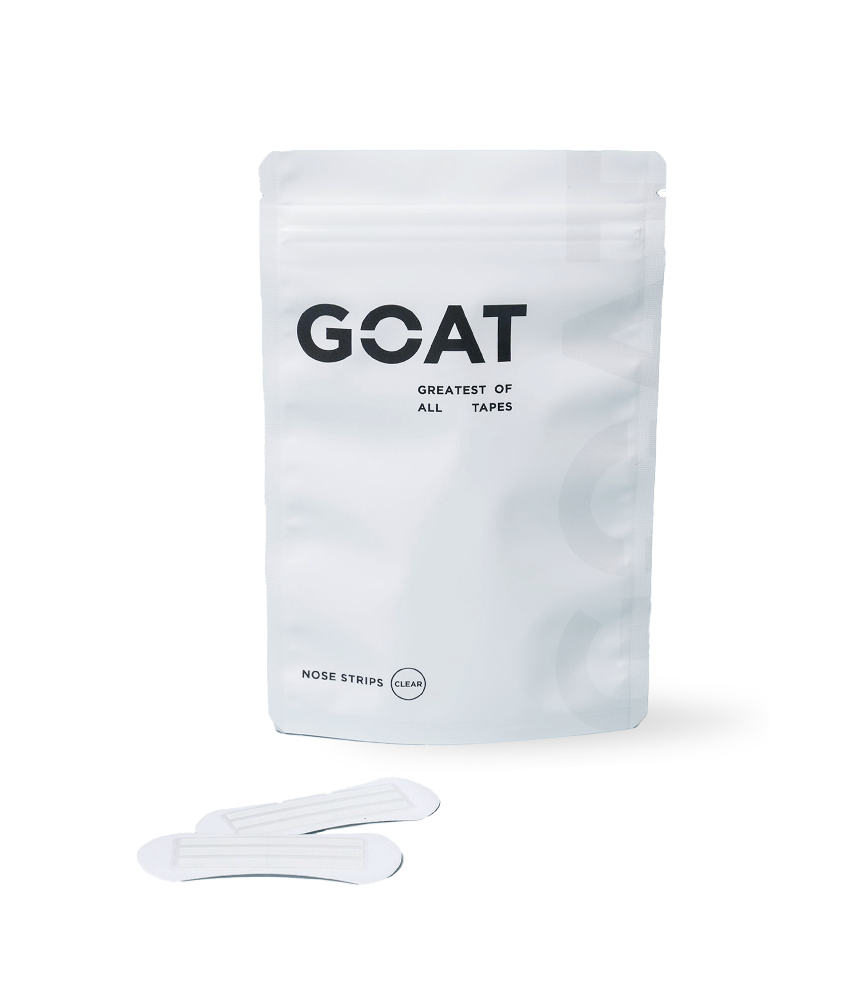 White packaging labeled 'GOAT,' with two nose strips shown.