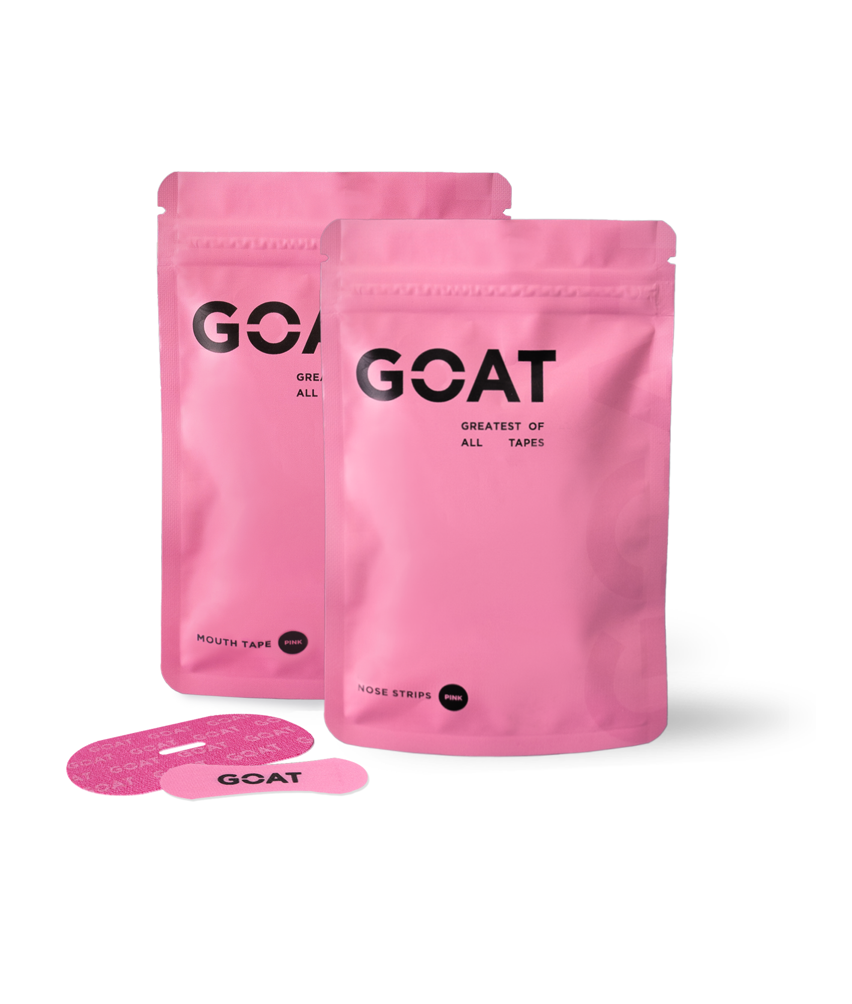 Two pink packages labeled 'GOAT' with additional pink tapes.