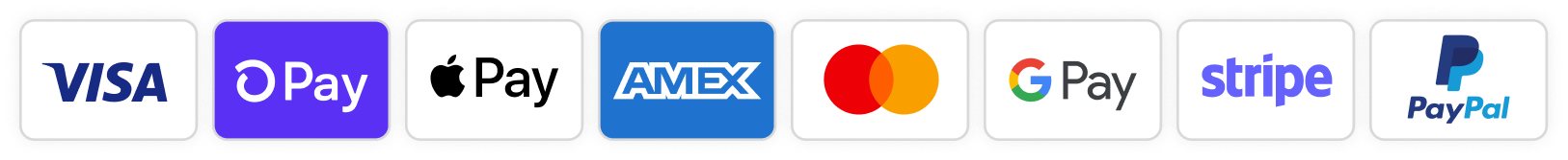 Logos of various payment methods: Visa, OPay, Apple Pay, Amex, Mastercard, G Pay, Stripe, PayPal.