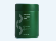 Green container labeled 'Ageless NMN' with health benefits listed.