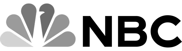 The grayscale logo for NBC, featuring a peacock symbol next to the letters NBC.