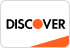Discover credit card logo with orange and black design.