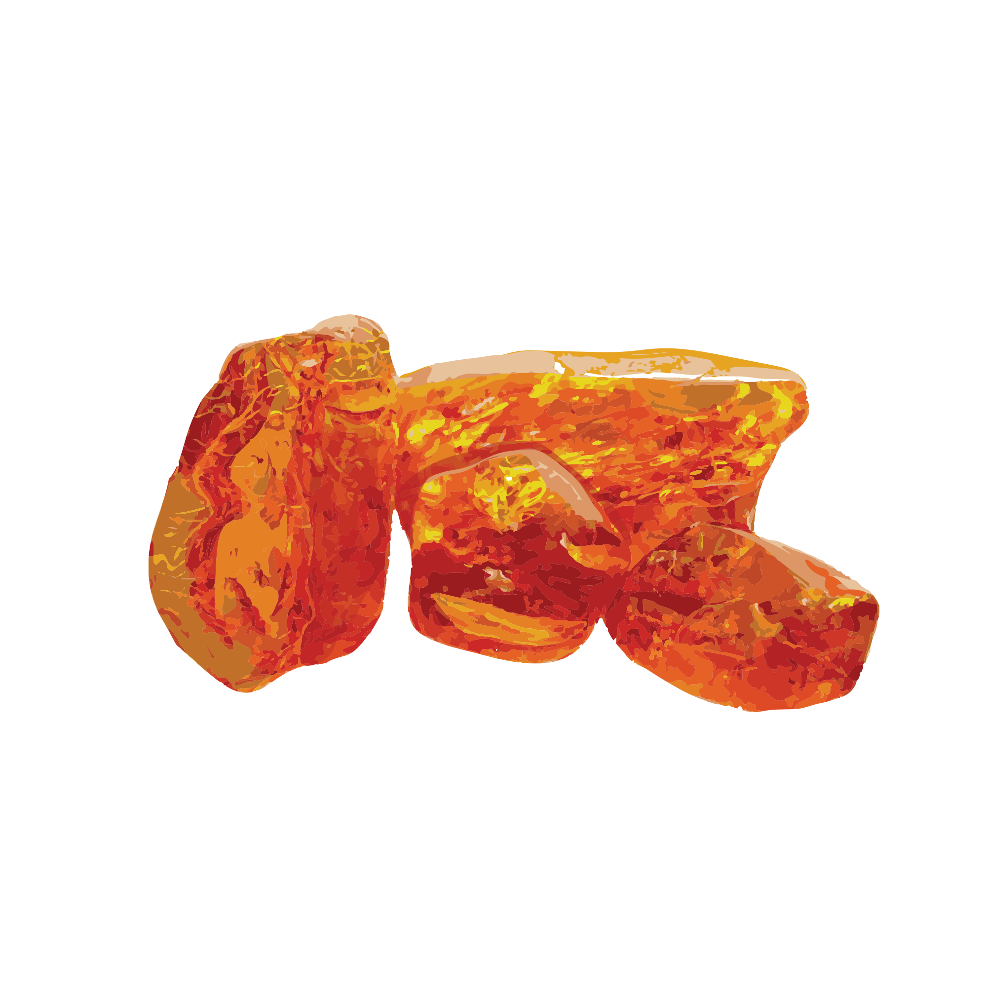 Illustration of amber-colored resin with a glossy texture.