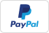 PayPal logo with blue 'P' on a white background.