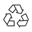 Black recycling symbol with three arrows forming a triangle.