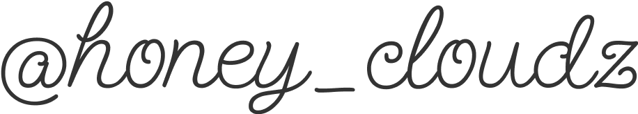 Cursive text spelling '@honey_cloudz' on a transparent background.