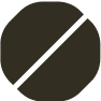 A black circle with a diagonal line across it, resembling a prohibition symbol.