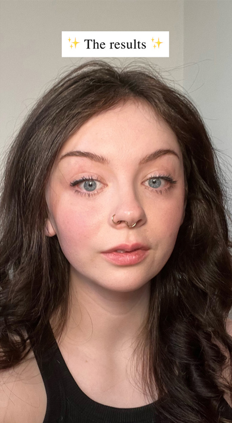 Person with long dark hair and nose ring, text reads 'The results'.