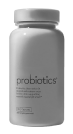 Gray bottle labeled 'probiotics' with text and a logo.