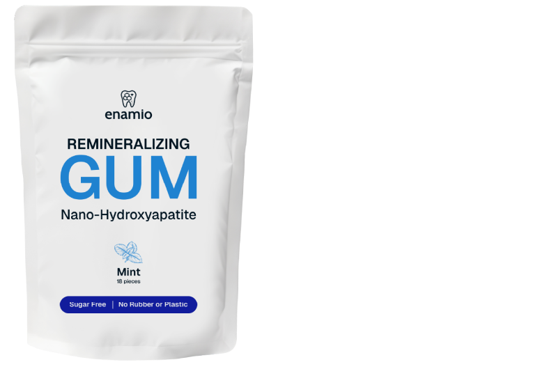 White package of remineralizing gum with a money-back guarantee seal.