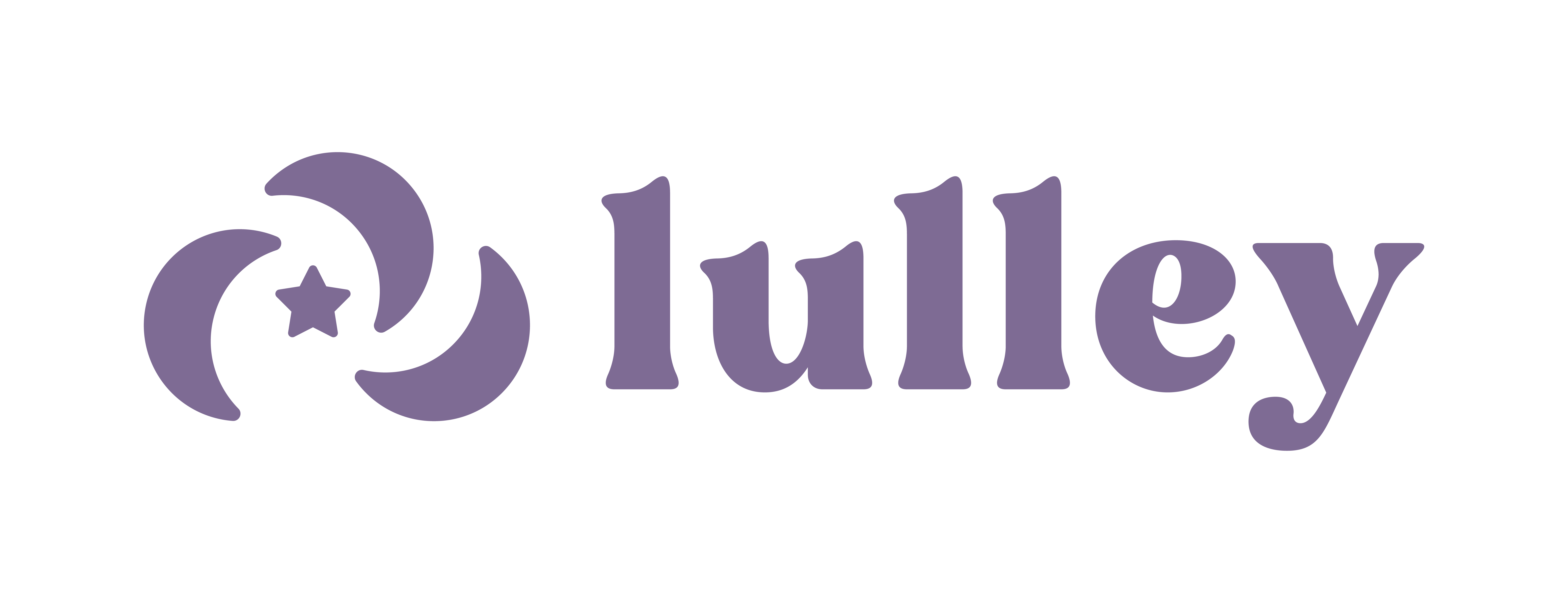 Logo with a purple crescent moon and star beside the word 'lulley'.