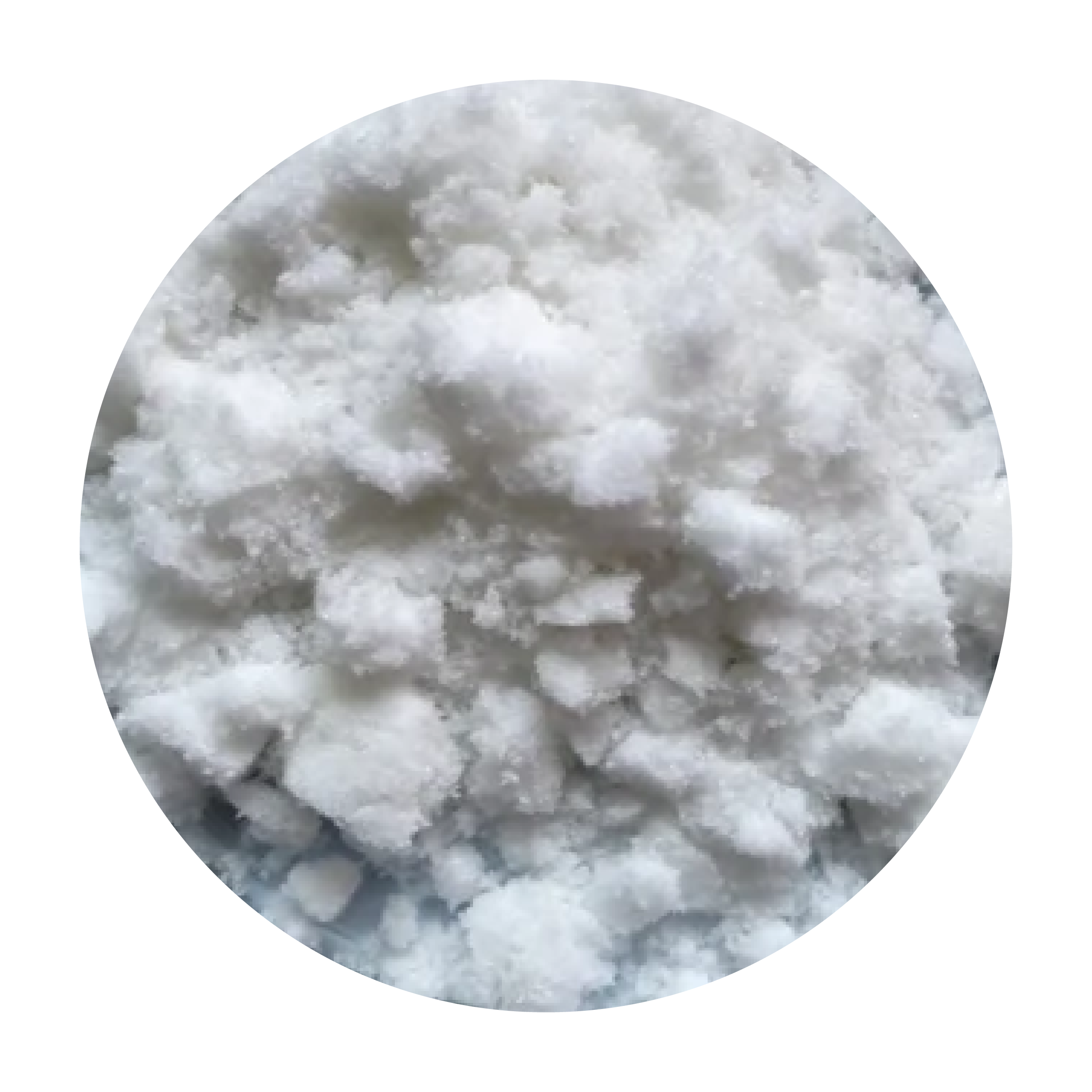 Close-up of fluffy white crystalline or powdery substance.