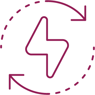 Icon of a lightning bolt with circular arrows around it.