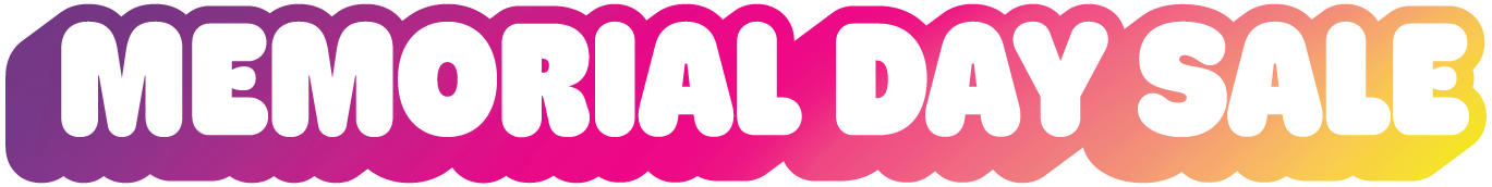 Text 'Memorial Day Sale' in bold, gradient colors.