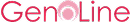 The logo for GenoLine in pink text with a stylized 'o' on a black background.
