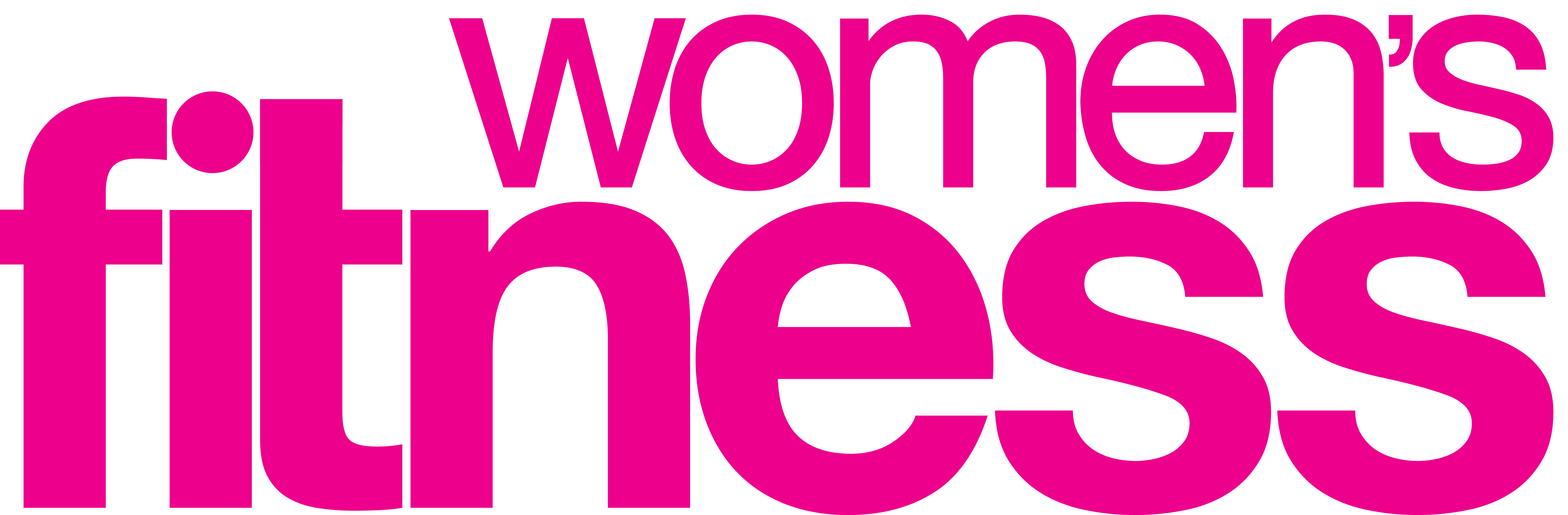 'Women's fitness' in bold pink letters on white background.