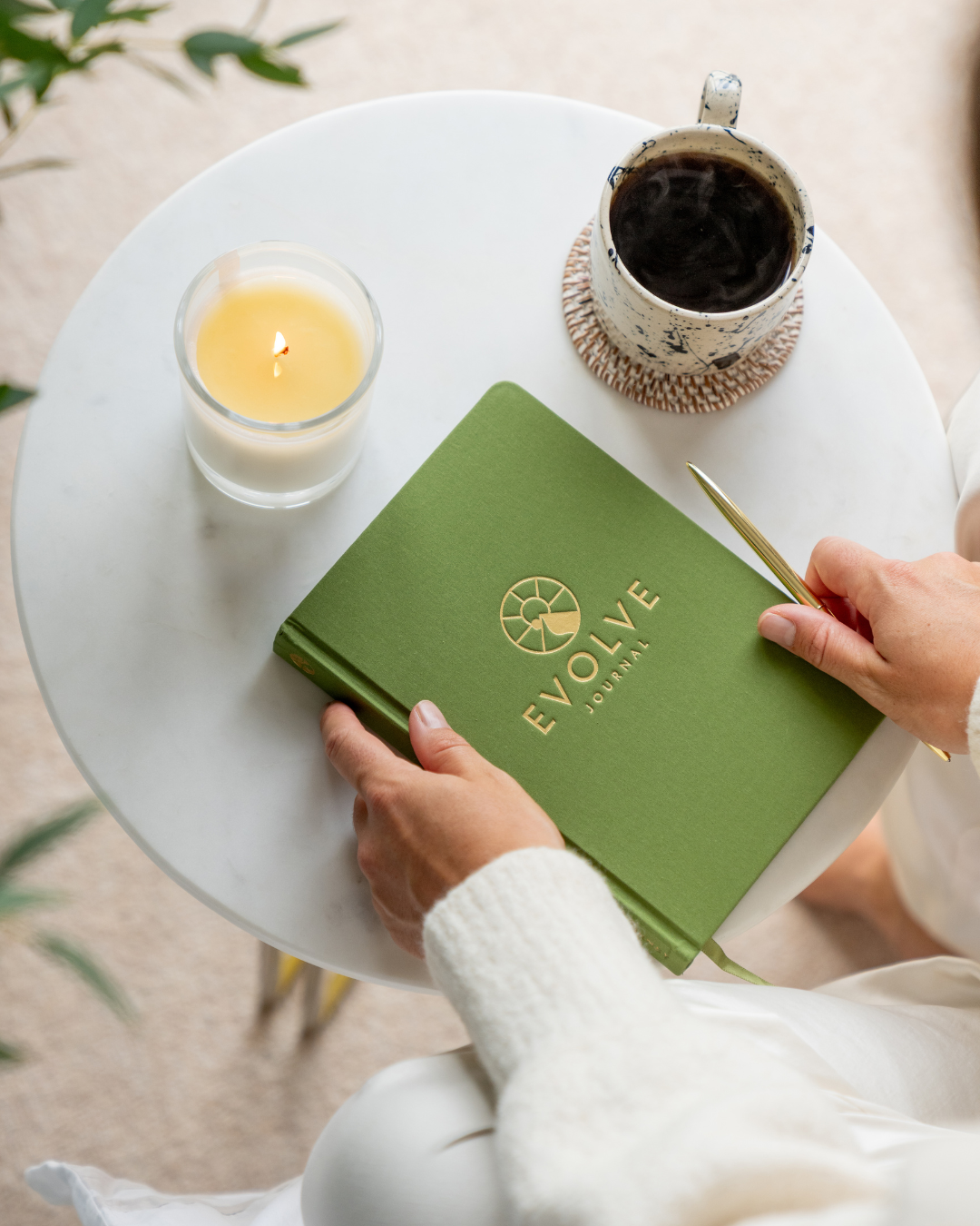 Green palm leaves against a white background.