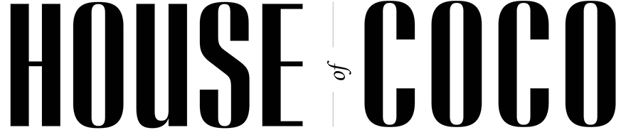 Black text 'HOUSE of COCO' on a white background.