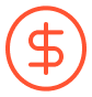 An orange icon of a dollar sign inside a circle.