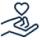 A low-resolution, dark blue abstract symbol on a black background.