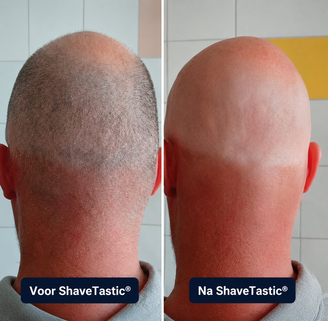 Achterhoofd van een klant, voor en na de Shaver Pro