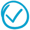 Blue checkmark inside a circle on a white background.